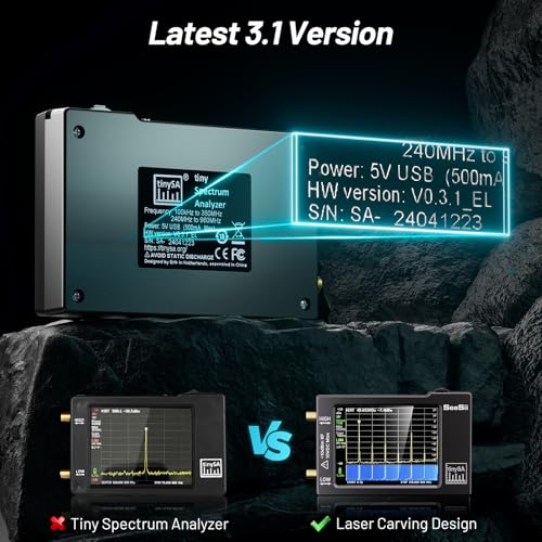 Seesii Portable TinySA Spectrum Analyzer, SEESII Upgraded V0.3.1 Tiny Frequency Analyzer with Antenna SMA Male to UHF Female Cables, 100kHz to 960MHz MF/HF/VHF UHF Input, 2.8'' Touchscreen Signal Generator - Image 4