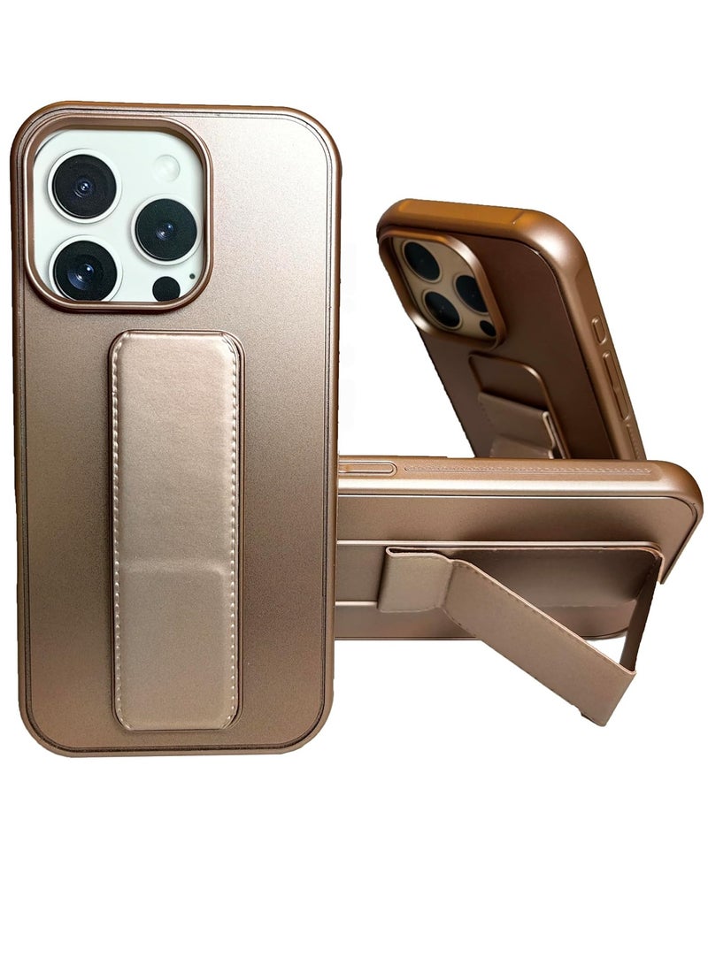 ELTRAZONE iPhone 16 Pro Desert Titanium Magnetic Car Mount Kickstand Case – Premium Silicone Multi-Stand with Vertical & Horizontal Hand Strap Grip - Image 1