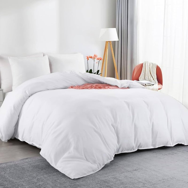 MUSA MUSA® Premium Comforter Set with 100% Cotton, Comfy 1 Comforter Cover & 2 Pillow Shams - Stain Free Duvet Cover for Bedrooms | Washable & Wrinkle Free (White, King - 240 x 260cm) - Image 1