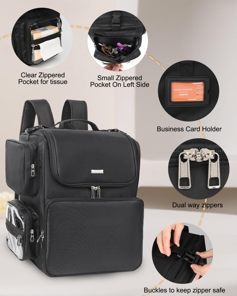 Relavel Hair Tools Travel Bag Hair Stylist Backpack Hairdresser Cosmetology Bag, Heat Insulation Full Layer for Curling Iron, Hair Straightener, Travel Accessories Train Case Barber Organizer, Black - Image 5