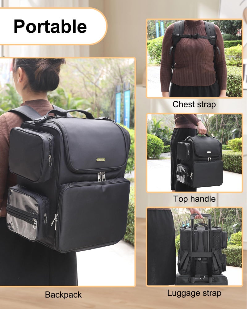 Relavel Hair Tools Travel Bag Hair Stylist Backpack Hairdresser Cosmetology Bag, Heat Insulation Full Layer for Curling Iron, Hair Straightener, Travel Accessories Train Case Barber Organizer, Black - Image 4