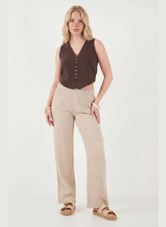 Lela  Lela Cotton Regular Fit V-Neck Button Detail Summer Blouse Vest Women's VEST 5866661 for Women | Best Price UAE