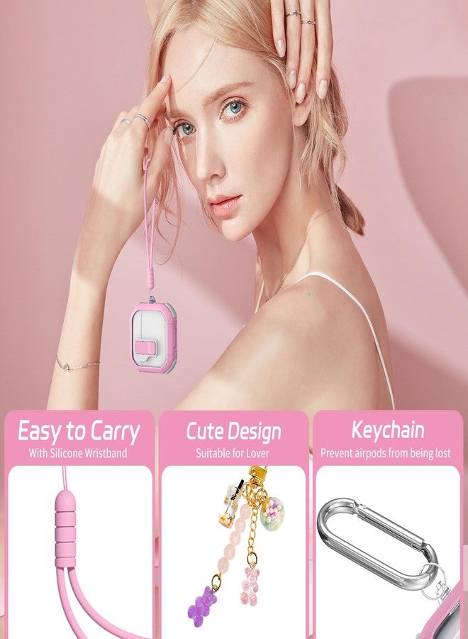 Ekoonpft for AirPods 4 Case 2024, Secure Lock Design Clear Cases for Apple AirPods Pro 4th Generation for Women Girly, Soft Cover with Cleaner,Silicone Wrist Strap,Cute Candy Keychain,Carabiner - Image 5