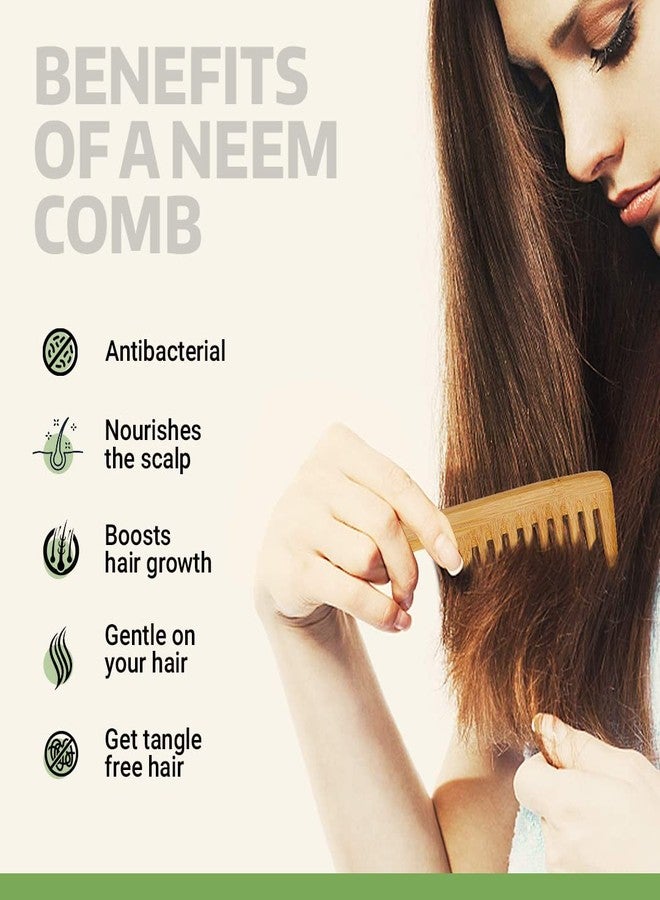 Rusabl مشط روسابل كاتشي نيم الخشبي بمقبض للرجال والنساء (أسنان واسعة) مصنوع من الخشب النقي، مثالي لنمو الشعر، وفك التشابك، والتحكم في التجعد، ومنح الشعر لمعانًا، مناسب لجميع أنواع الشعر - Image 5