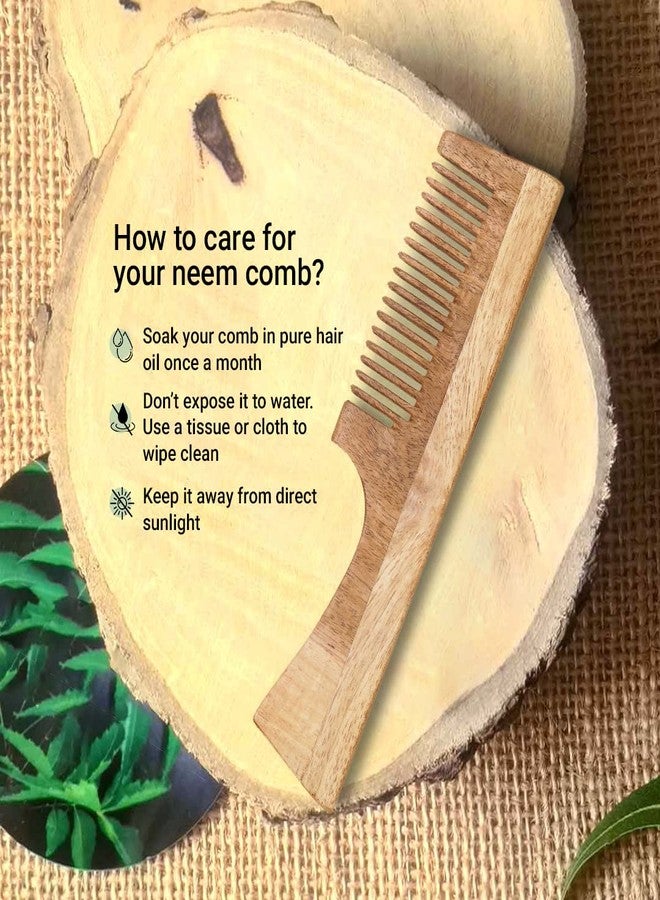 Rusabl مشط روسابل كاتشي نيم الخشبي بمقبض للرجال والنساء (أسنان واسعة) مصنوع من الخشب النقي، مثالي لنمو الشعر، وفك التشابك، والتحكم في التجعد، ومنح الشعر لمعانًا، مناسب لجميع أنواع الشعر - Image 3