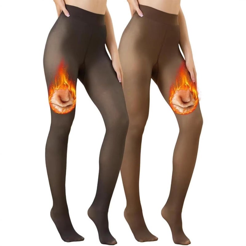Leggings Light Leg Artifact Black Skin-Transparent Leggings Women'S Fleece Lined Pantyhose Fake Translucent - Image 2