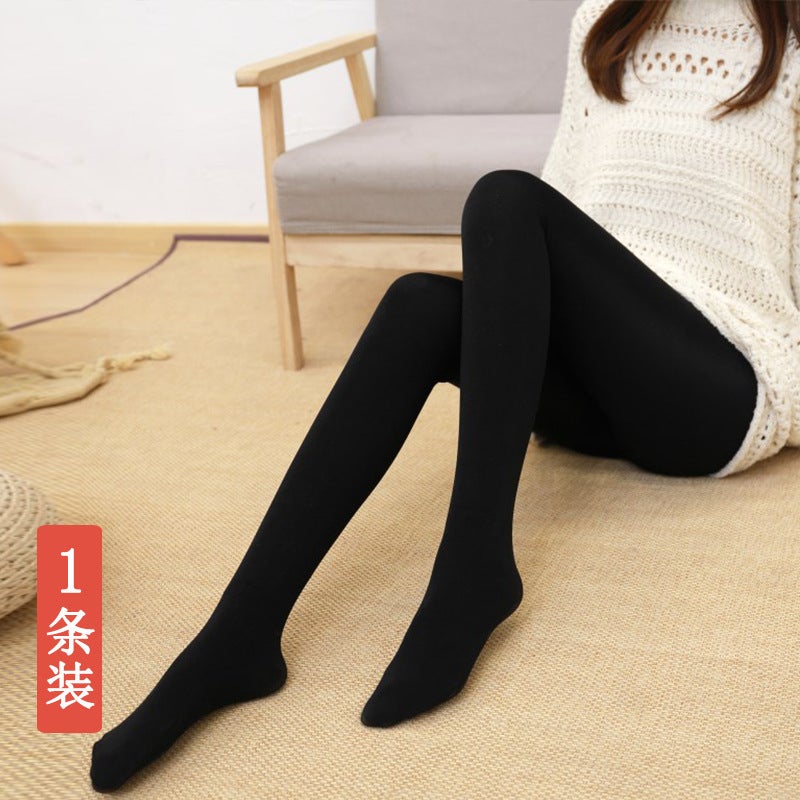 Leggings Light Leg Artifact Black Skin-Transparent Leggings Women'S Fleece Lined Pantyhose Fake Translucent - Image 1