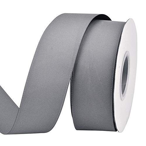 Ribest 112 inch 25 Yards Solid Grosgrain Ribbon Per Roll for DIY Hair Accessories Scrapbooking Gift Packaging Party Decoration Wedding Flowers Silver