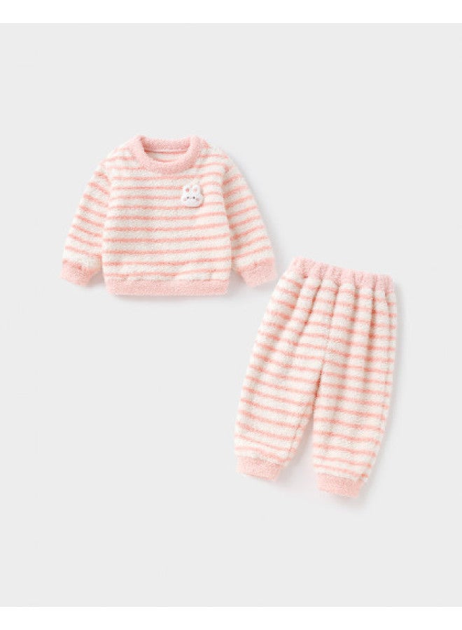 YISHUANGER Boys' Flannel Children's Long Sleeve & Pants Set, Thickened Fleece Baby Winter Warm Coral Fleece Suit - Image 1