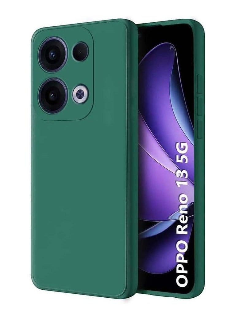Case for Oppo Reno13 Liquid Gel Rubber Bumper Case with Soft Microfiber Lining Cushion Slim Hard Shell Shockproof Protective Cover for Reno 13 5G 2024 (Green) - Image 1