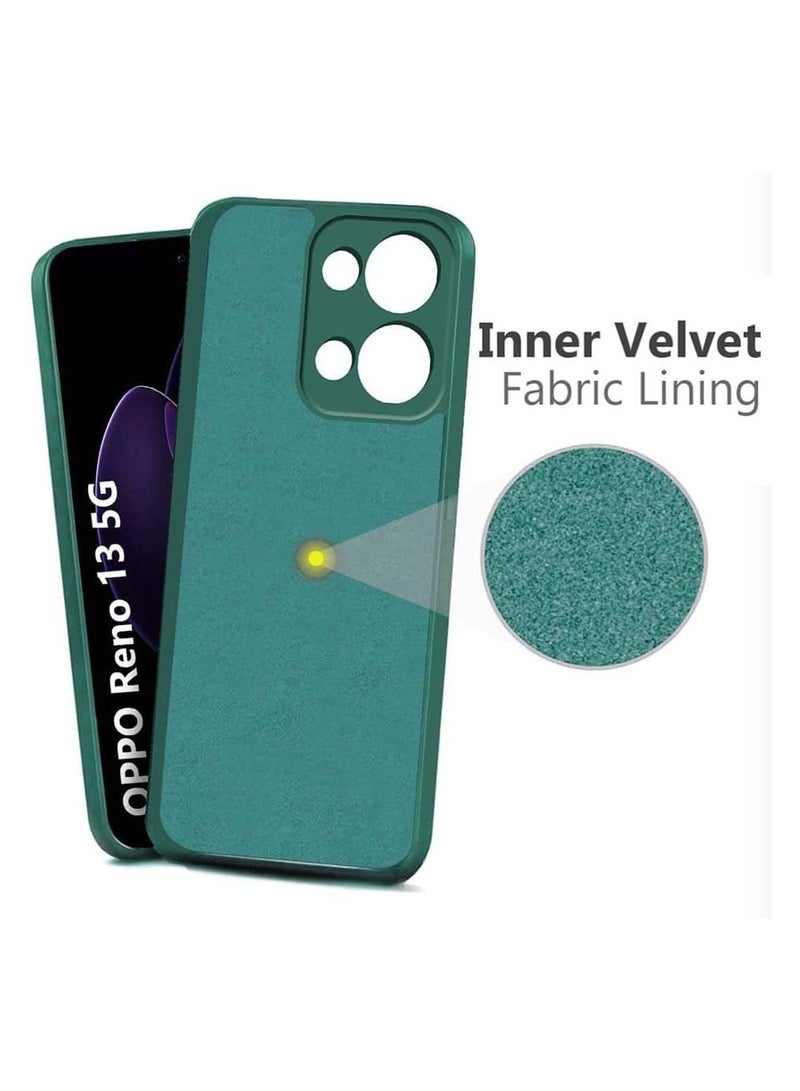 Case for Oppo Reno13 Liquid Gel Rubber Bumper Case with Soft Microfiber Lining Cushion Slim Hard Shell Shockproof Protective Cover for Reno 13 5G 2024 (Green) - Image 2