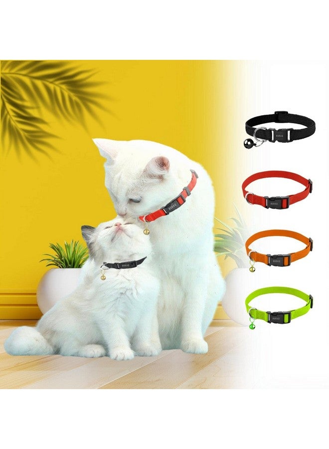 BURAQ Pets 4 Pcs Perfect Plain Cat Collar For Indoor & Outdoor Use, Strong Breakaway Cat Belt, Adjustable & Durable, Accessories For Cats - Color May Vary (Pack Of 4) - Image 1