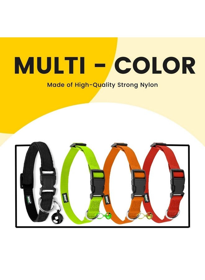 BURAQ Pets 4 Pcs Perfect Plain Cat Collar For Indoor & Outdoor Use, Strong Breakaway Cat Belt, Adjustable & Durable, Accessories For Cats - Color May Vary (Pack Of 4) - Image 4