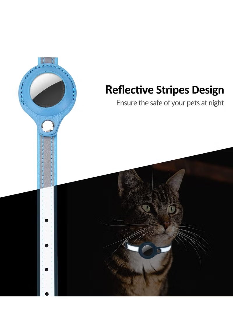 Airtag Cat Collar,Non-detachable Leather Adjustable Kitten Collar, Reflective Anti-suffocation Kitten Collar with Air Tag Holder for Girls Boys Cats, Small Dogs, Puppies - Image 4
