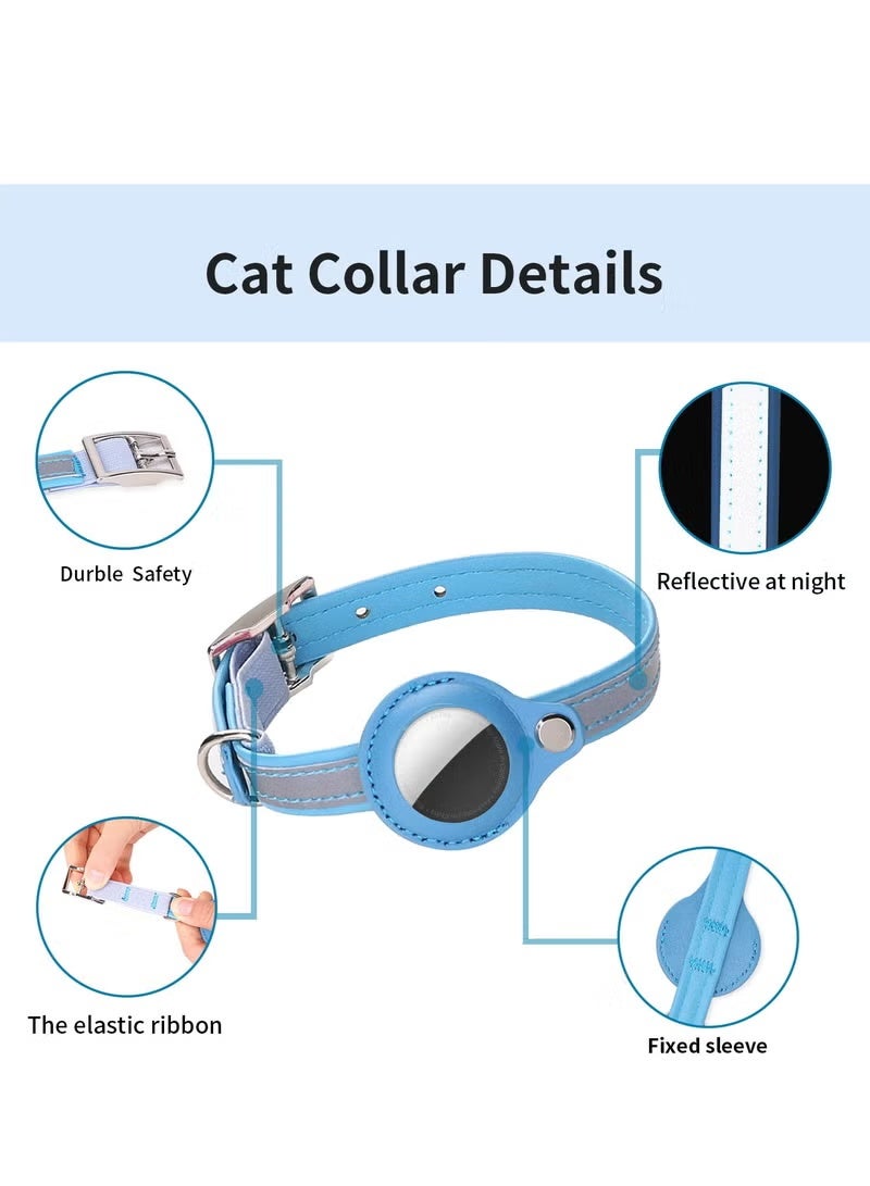 Airtag Cat Collar,Non-detachable Leather Adjustable Kitten Collar, Reflective Anti-suffocation Kitten Collar with Air Tag Holder for Girls Boys Cats, Small Dogs, Puppies - Image 3