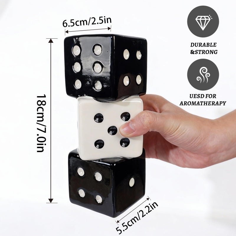 Tnstbiee Triple Dice Ceramic Vase â€“ Elegant Black & White Decorative Vase for Home & Bar, Perfect for Flowers | Unique Centerpiece for Dining Table, Coffee Table & Entryway | Stylish Decor for Kitchen - Image 2