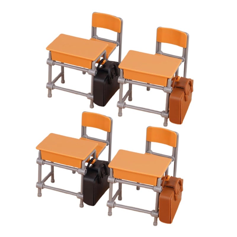 Miniature Dollhouse Classroom Furniture Set With Desks Chairs Backpacks For Imaginative Play - Image 2