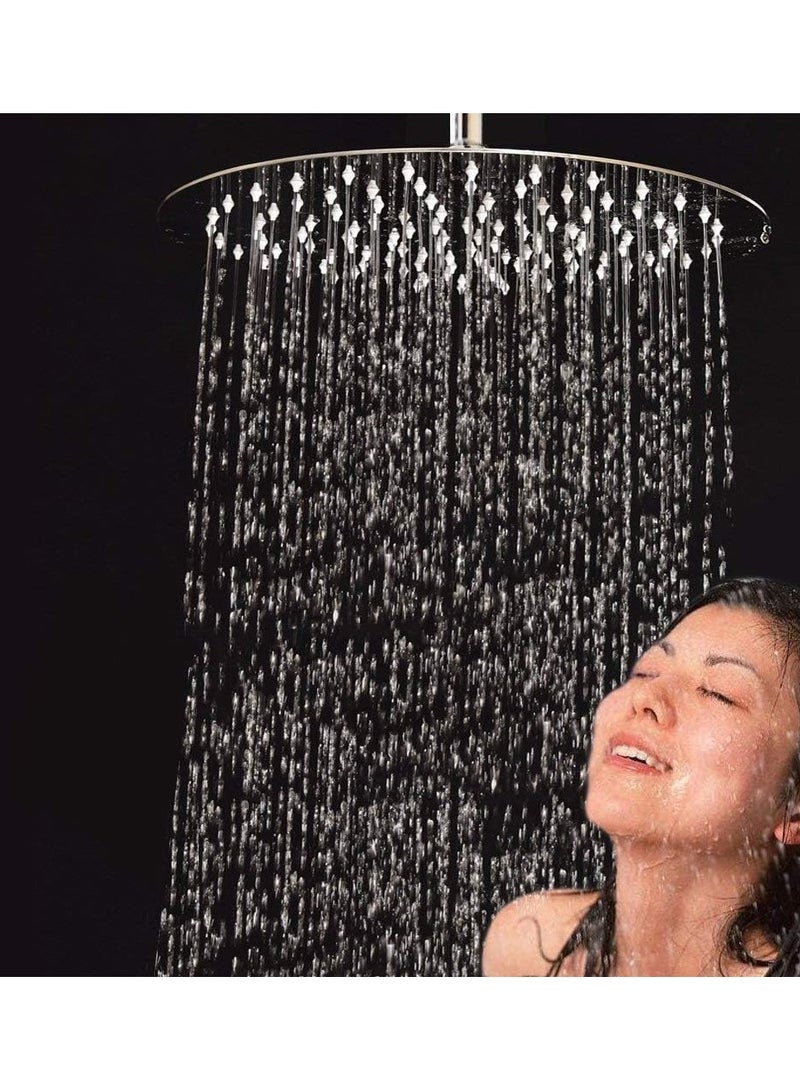 Excefore Rain Shower Head, 8 Inch Round High Pressure Showerhead, Ultra-Thin Stainless Steel 304 High Flow Rainfall Shower Head with Shower Arm  - Image 2