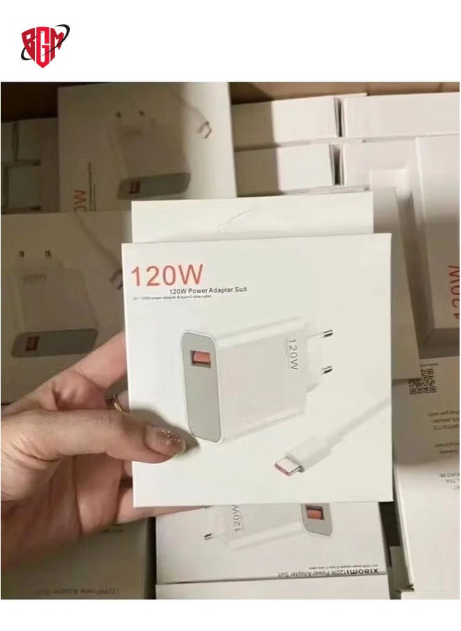 BGM - "120W Turbo Fast Charge EU GaN Adapter Hypercharge for Redmi Note 11/12/13 Pro+ 5G, Mi 14/13/13T, Includes Cable" - Image 1