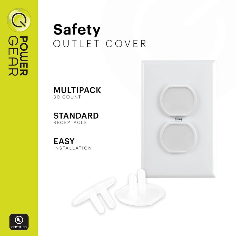 Power Gear Outlet Covers Baby Proofing Child Proof Plug Covers for Electrical Outlets Easy Install Outlet Plug Covers UL Listed Shock Prevention White 69311 30 Count - Image 2