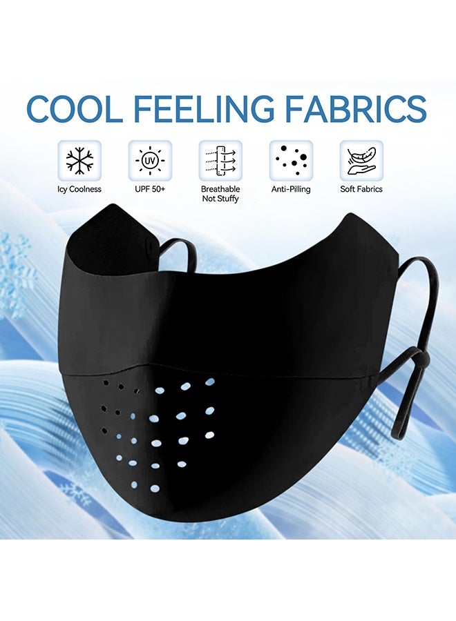 Wffo 5 Pcs Breathable Ice Silk Face Masks Set - UV Face Mask - Sun Protection - Sports Face Mask - Breathable Mesh Face Cover - Dust Proof Sun Protection Fabric Face Covering - Washable, Reusable - for Running Fishing Golf Sports Face Shield (Black) - Image 3