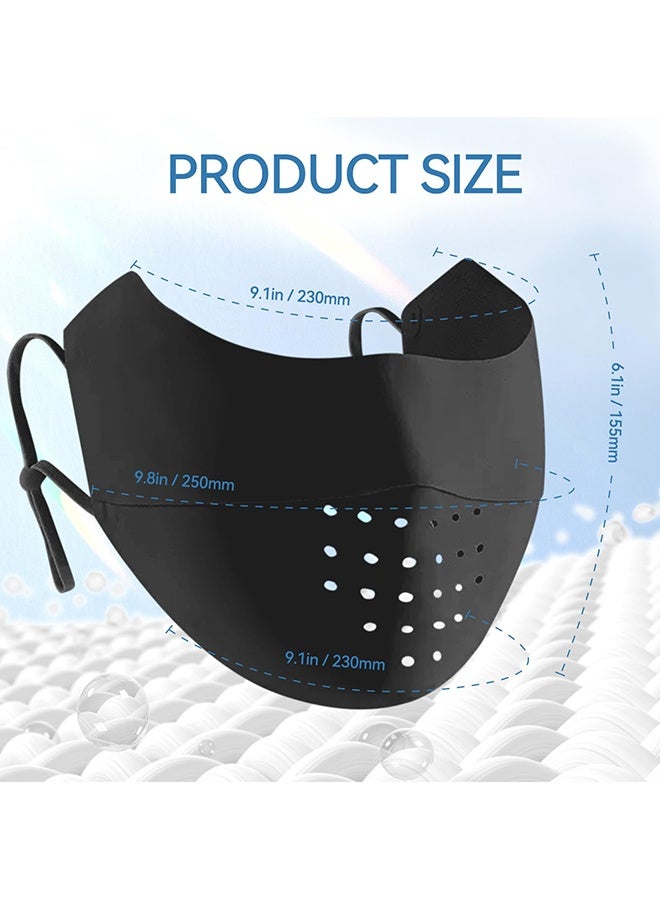 Wffo 5 Pcs Breathable Ice Silk Face Masks Set - UV Face Mask - Sun Protection - Sports Face Mask - Breathable Mesh Face Cover - Dust Proof Sun Protection Fabric Face Covering - Washable, Reusable - for Running Fishing Golf Sports Face Shield (Black) - Image 2