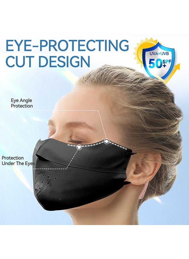 Wffo 5 Pcs Breathable Ice Silk Face Masks Set - UV Face Mask - Sun Protection - Sports Face Mask - Breathable Mesh Face Cover - Dust Proof Sun Protection Fabric Face Covering - Washable, Reusable - for Running Fishing Golf Sports Face Shield (Black) - Image 4