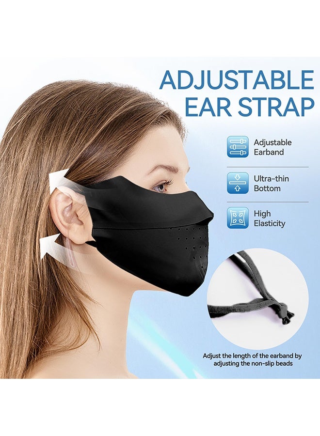 Wffo 5 Pcs Breathable Ice Silk Face Masks Set - UV Face Mask - Sun Protection - Sports Face Mask - Breathable Mesh Face Cover - Dust Proof Sun Protection Fabric Face Covering - Washable, Reusable - for Running Fishing Golf Sports Face Shield (Black) - Image 5
