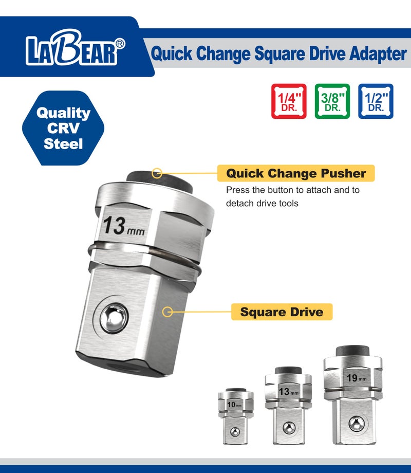 LABEAR - socket wrench adapters, Ratcheting Wrench to Square Drive Adapter Set - Image 5