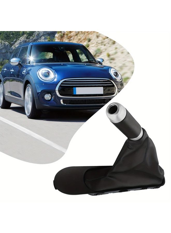 Black Faux Leather Gear Shift Handbrake Cover Ergonomic Design Easy Installation - Image 1