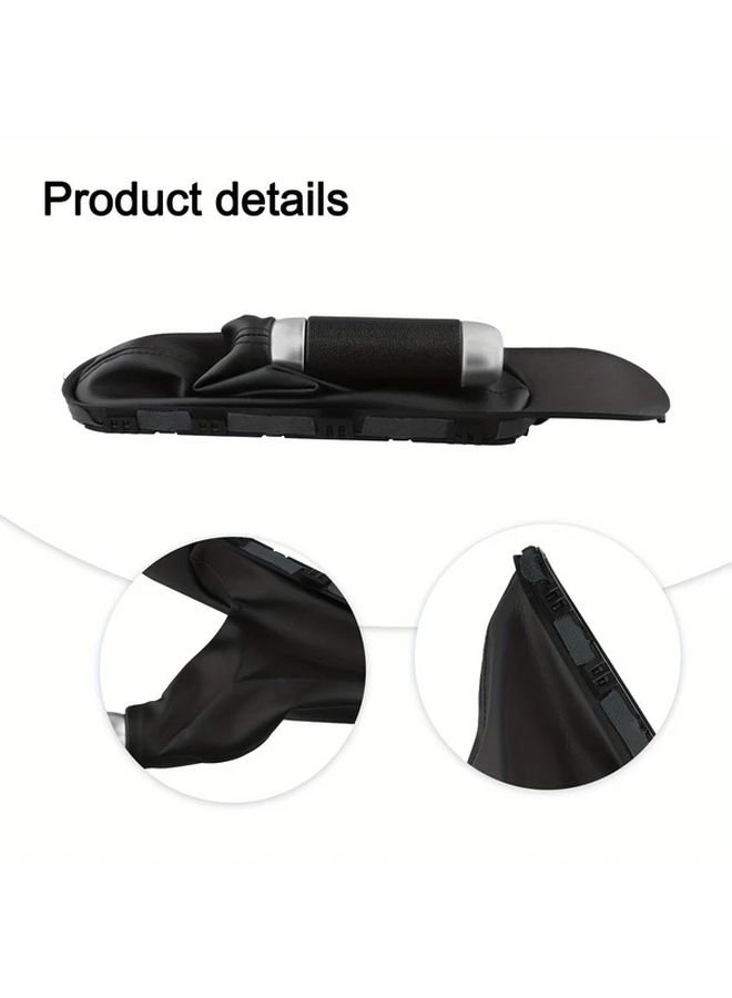 Black Faux Leather Gear Shift Handbrake Cover Ergonomic Design Easy Installation - Image 2