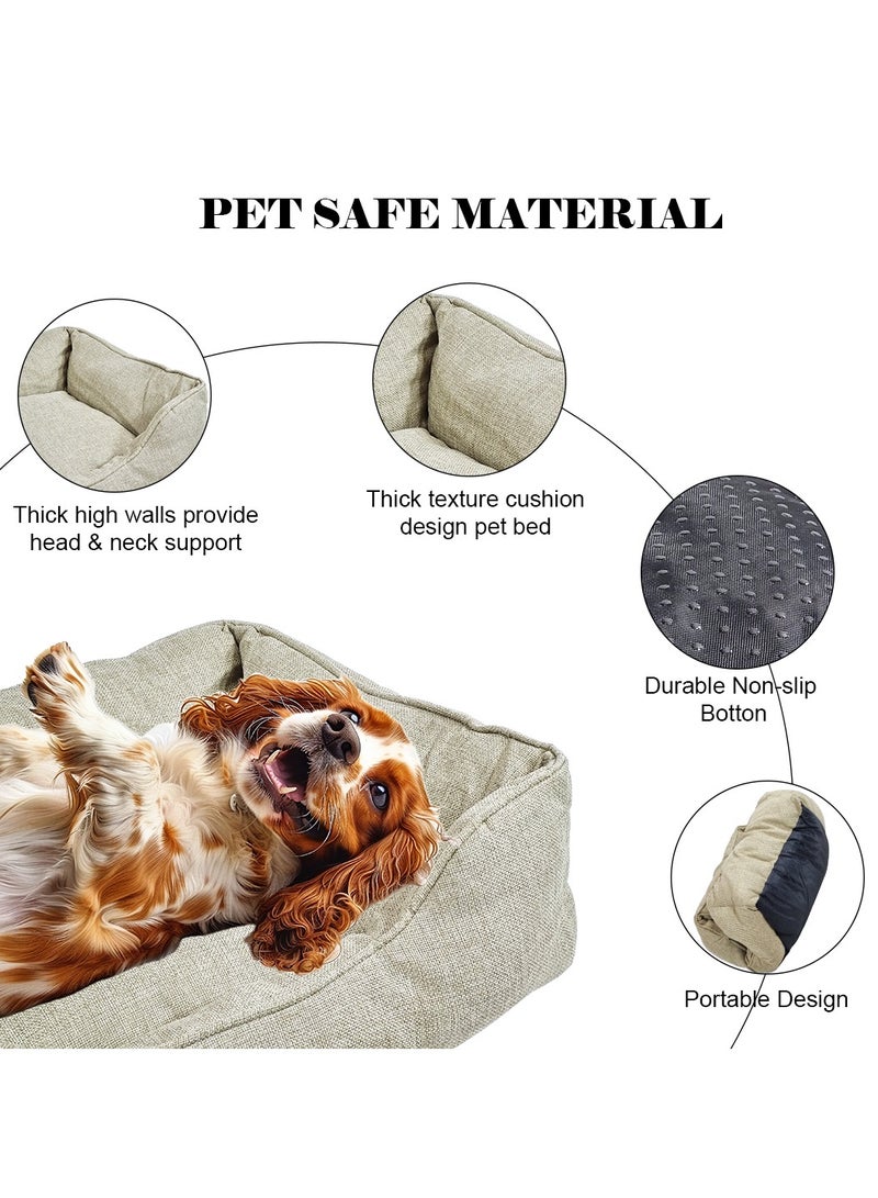NNC PETS Plush pet bed with Anti-slip bottom, Removable cushion and Raised sides, Indoor pet cushion for Small to large pets, 63 cm Pet sofa with Portable & Washable (Beige) - Image 3
