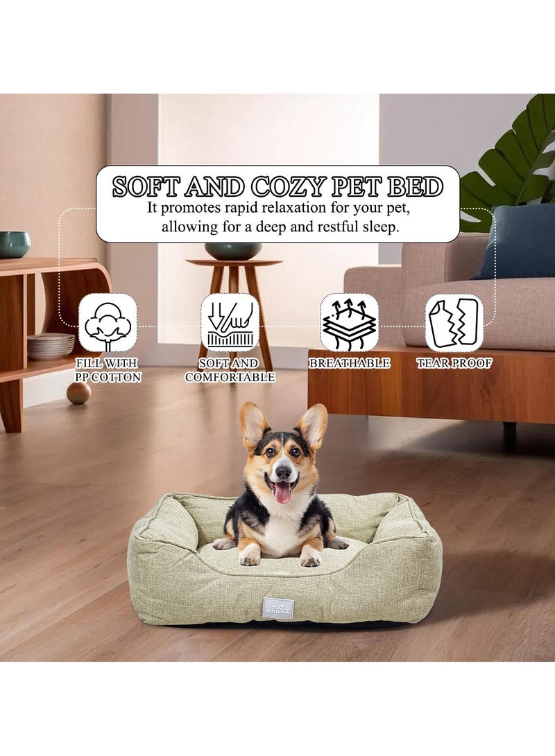 NNC PETS Plush pet bed with Anti-slip bottom, Removable cushion and Raised sides, Indoor pet cushion for Small to large pets, 63 cm Pet sofa with Portable & Washable (Beige) - Image 5