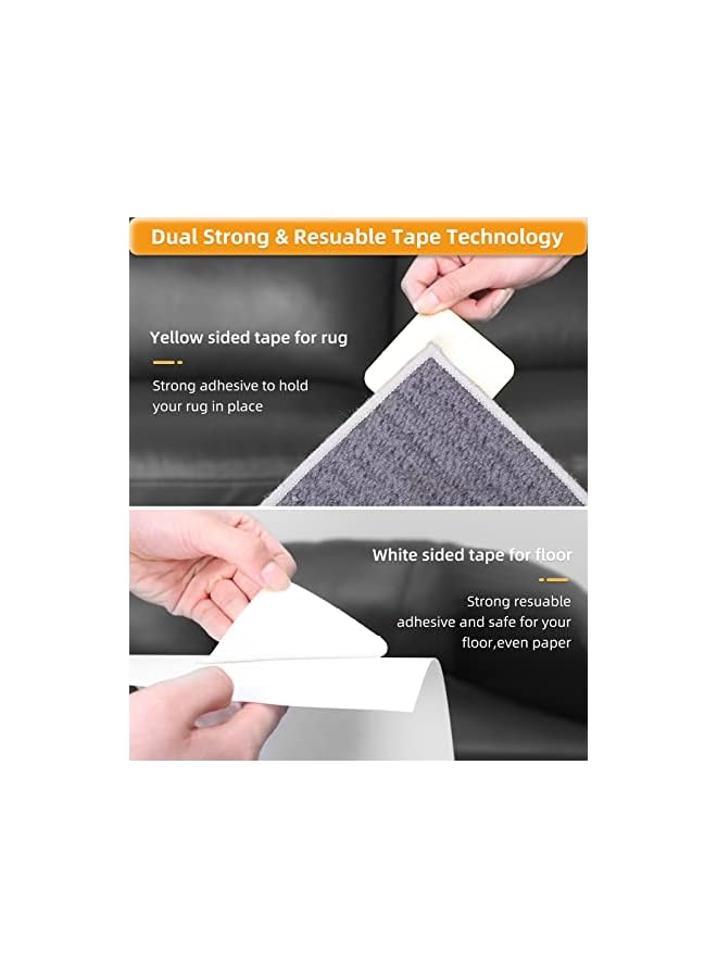 The Bros 12 PCS Gripper for Rug for Hardwood Floors, Double Sided Reusable Under Rug Carpet Tape Stickers, Rug Anti Slip Grips for Area Rugs, Non Slip Rug Pads - Image 2