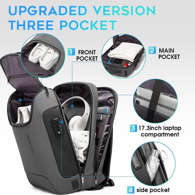 BANGE BANGE Anti Theft Backpack With TSA Lock,Waterproof Backpacks With YKK Zipper, High Tech Business Backpack For Men And Women, Laptop Backpack Fits For 17.3 Inch Notebook…  - Image 2
