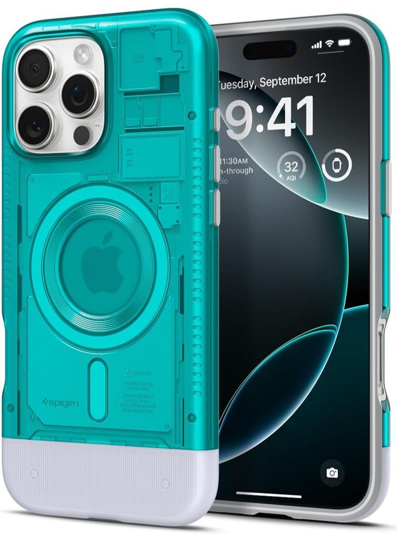 Spigen Classic C1 MagFit for iPhone 16 Pro MAX Case Cover with MagSafe & Extreme Protection Tech - Bondi Blue  - Image 1