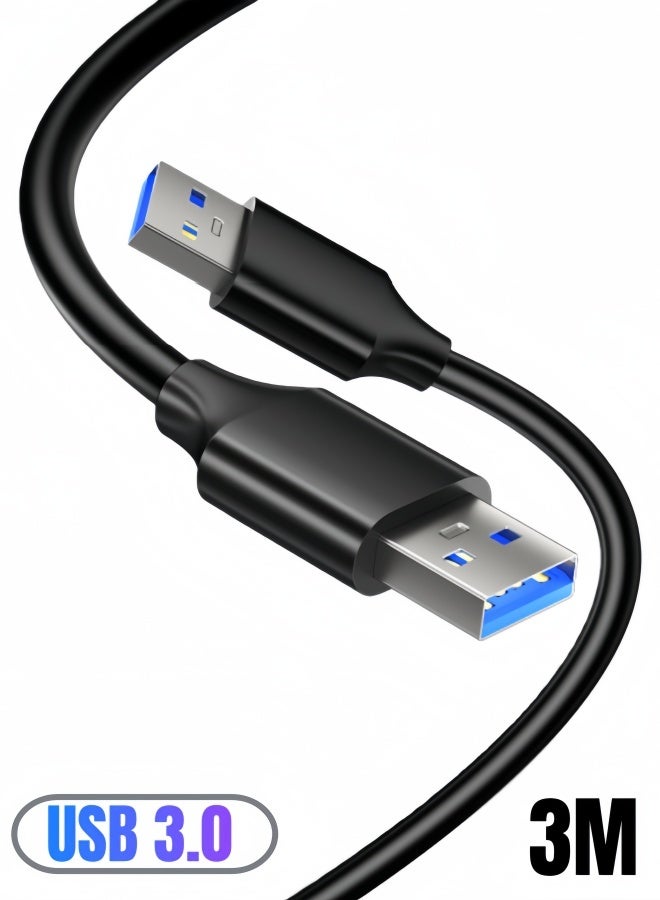 الصفحة الرئيسية كابل بيانات USB 3.0 من النوع A إلى النوع A (3 أمتار) - كابل نقل بيانات ومزامنة عالي السرعة بسرعة 5 جيجابت في الثانية - موصلات ذكر-ذكر مناسبة للأقراص الصلبة الخارجية والطابعات والمودم والكاميرات والماسحات الضوئية - غلاف خارجي من مادة PVC لزيادة المتانة - Image 1