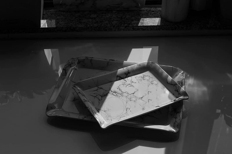 Cartvilla CARTVILLA Marble Printed Black Melamine Serving Tray for Kitchen Dining Serving and Desk Tray Set Small Medium Large Pack of 3 - Image 4