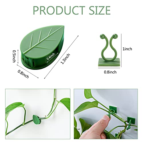 LUCKJUJU 100 Pcs Plant Climbing Wall Fixture Clips Self-Adhesive Hook Vines Traction Clips Invisible Holder Garden Green Leaf Simulation Self-Adhesive Hook Wire Fixing Supporting - Image 2