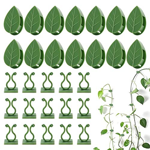 LUCKJUJU 100 Pcs Plant Climbing Wall Fixture Clips Self-Adhesive Hook Vines Traction Clips Invisible Holder Garden Green Leaf Simulation Self-Adhesive Hook Wire Fixing Supporting - Image 1