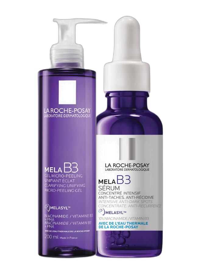 LA ROCHE-POSAY Mela B3 Micro Peeling Gel + Mela B3 Anti-Dark Spots Concentrate Serum With Niacinamide For All Skin Types 30Ml  - Image 1