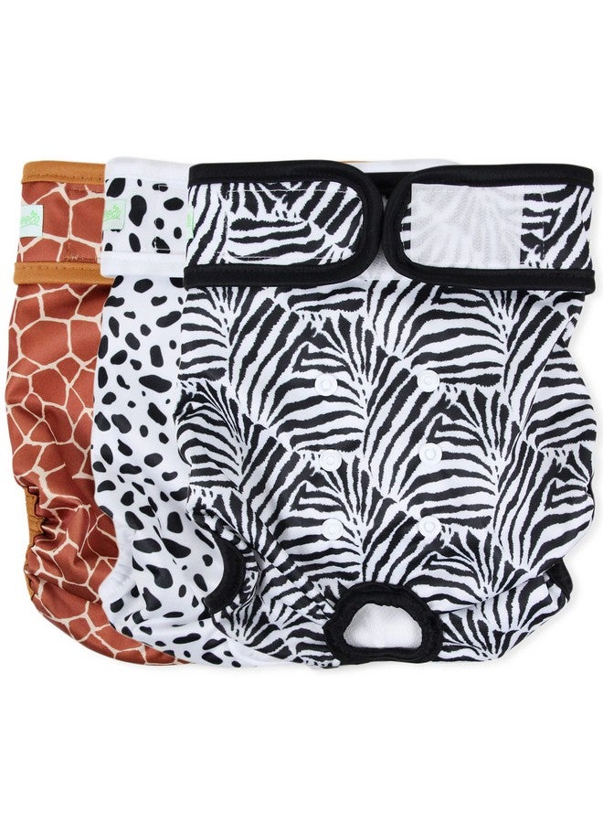 ويجريكو حفاضات الكلاب النسائية القابلة للغسل من ويجريكو (عبوة من 3 قطع)، حفاضات الكلاب عالية الامتصاص للكلاب الإناث، حفاضات الكلاب الإناث للكلاب في فترة الشبق، الدورة الشهرية، سلس البول (الحمار الوحشي، الزرافة، البقع، الصغيرة) - Image 1