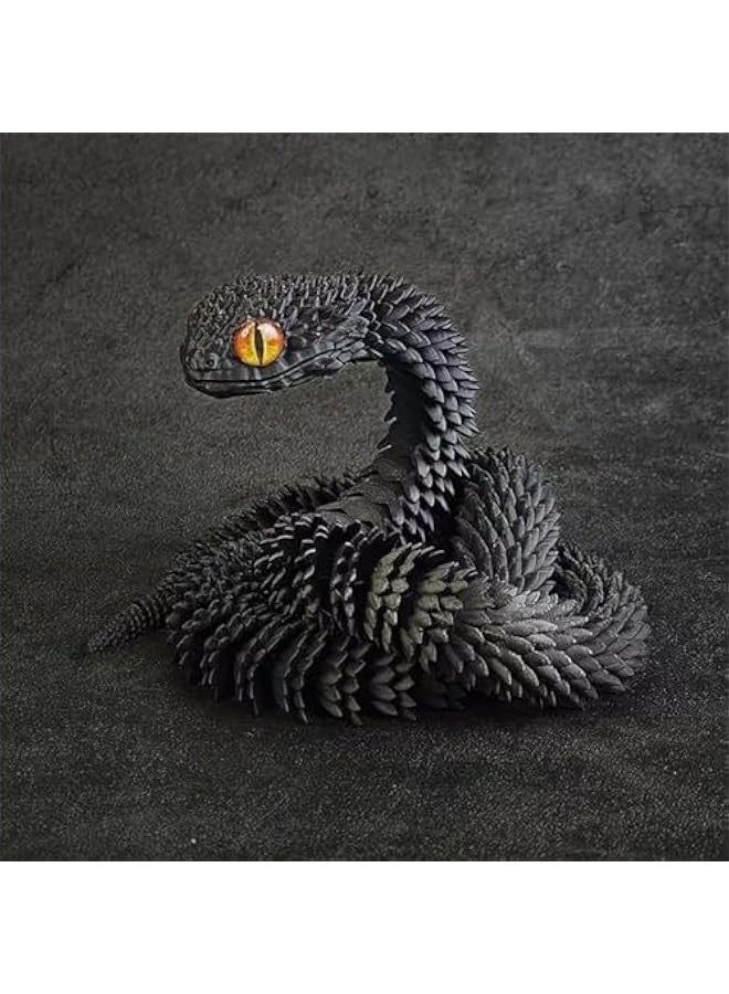 general 3D Printed Snake Toys 3D Printed Animals Exquisite Cute Pet Toy 3D Printed Animals Set Adults Fidget Toys Printed Cobra Fidget Toys 3D Printed Articulated Cobra Flexiable Crystal Snake (Black) - Image 2