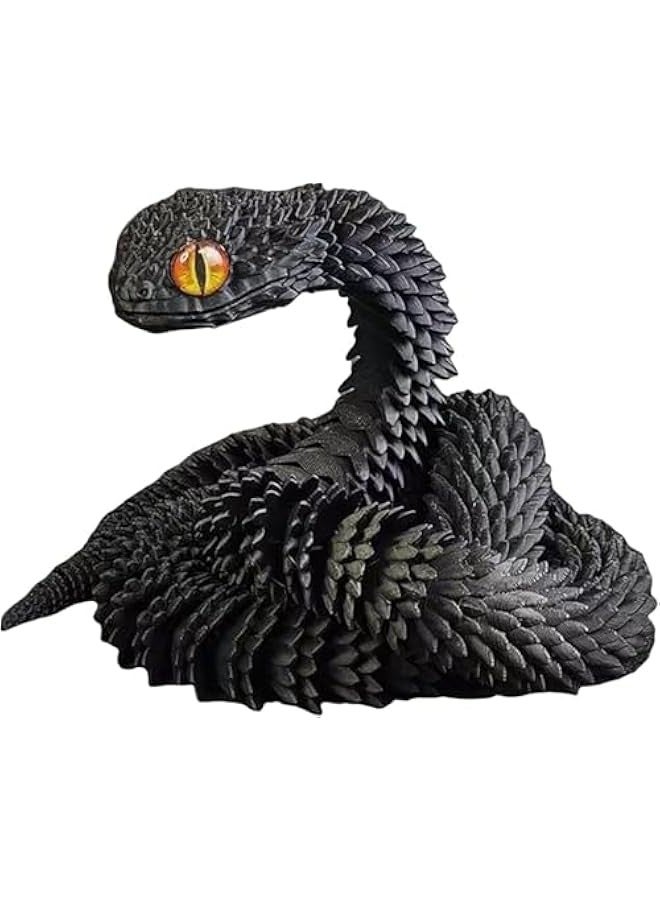 general 3D Printed Snake Toys 3D Printed Animals Exquisite Cute Pet Toy 3D Printed Animals Set Adults Fidget Toys Printed Cobra Fidget Toys 3D Printed Articulated Cobra Flexiable Crystal Snake (Black) - Image 1
