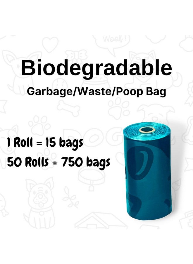أكياس براز الكلاب كومبو، التقاط النفايات 750 كيسًا (50 لفة × 15 كيسًا) مع موزع براز، حقيبة صديقة للبيئة قابلة للتحلل البيولوجي للاستخدام في الهواء الطلق والمشي والسفر أكياس براز للحمام (كومبو) - Image 2