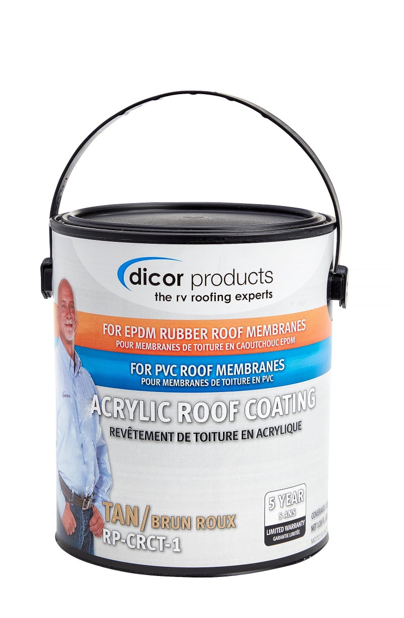 Dicor RP-CRCT-1 EPDM Roof Acrylic Coating - 1 Gallon - Tan - Long-Lasting and Durable - Image 1