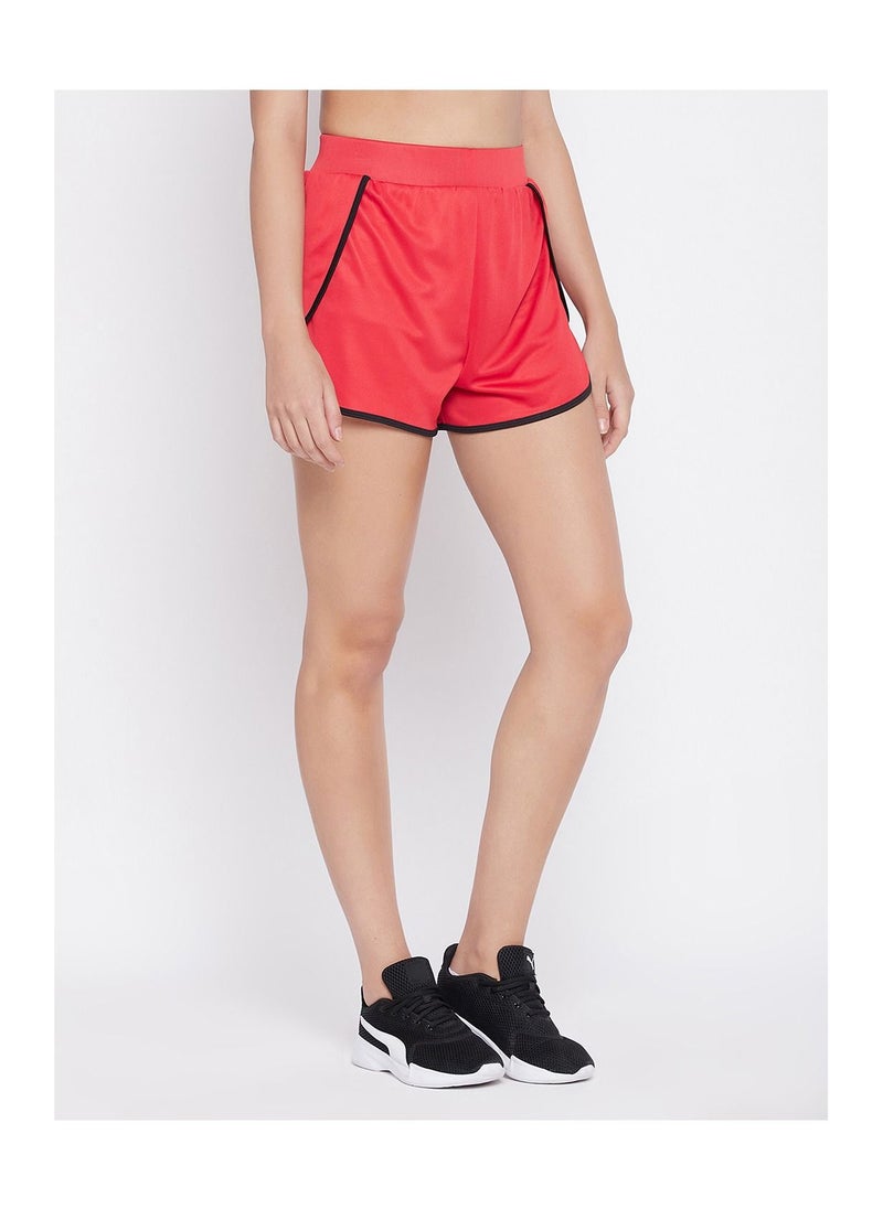 Clovia - Comfort-Fit Active Shorts in Red - Image 1