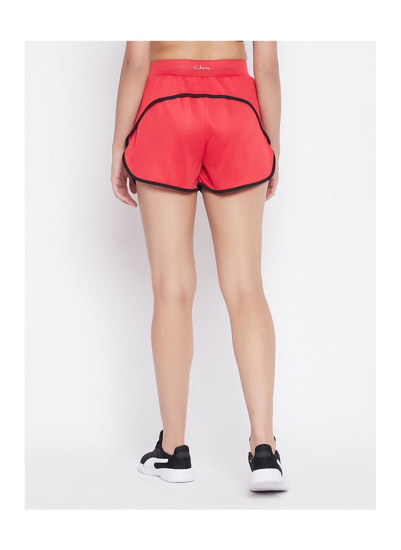 Clovia - Comfort-Fit Active Shorts in Red - Image 1