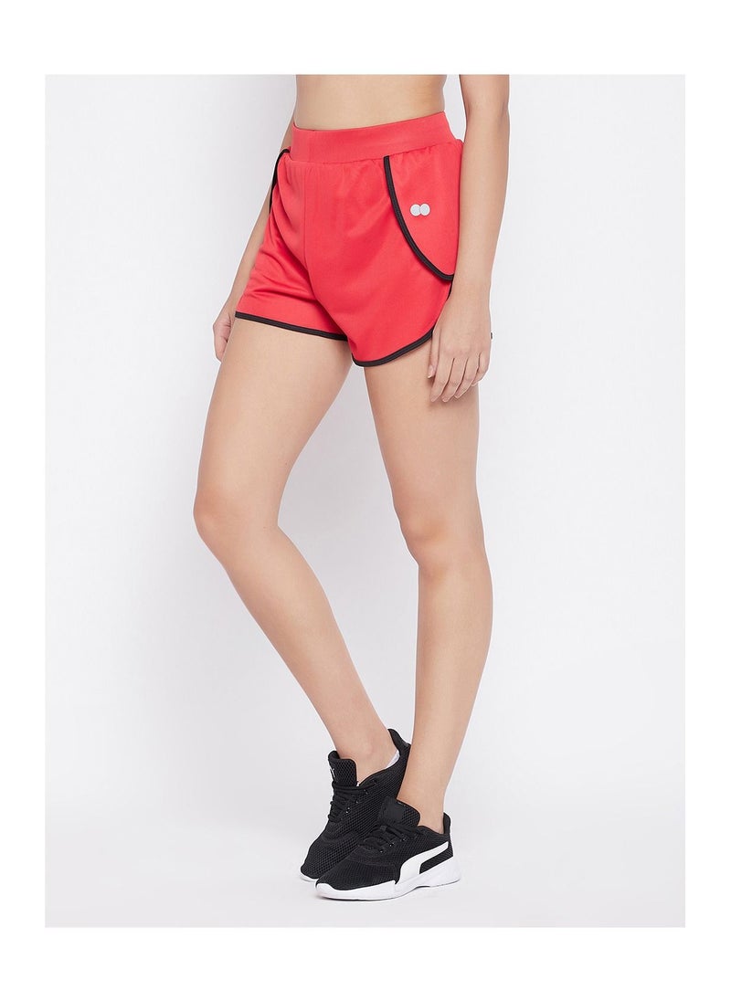 Clovia - Comfort-Fit Active Shorts in Red - Image 1