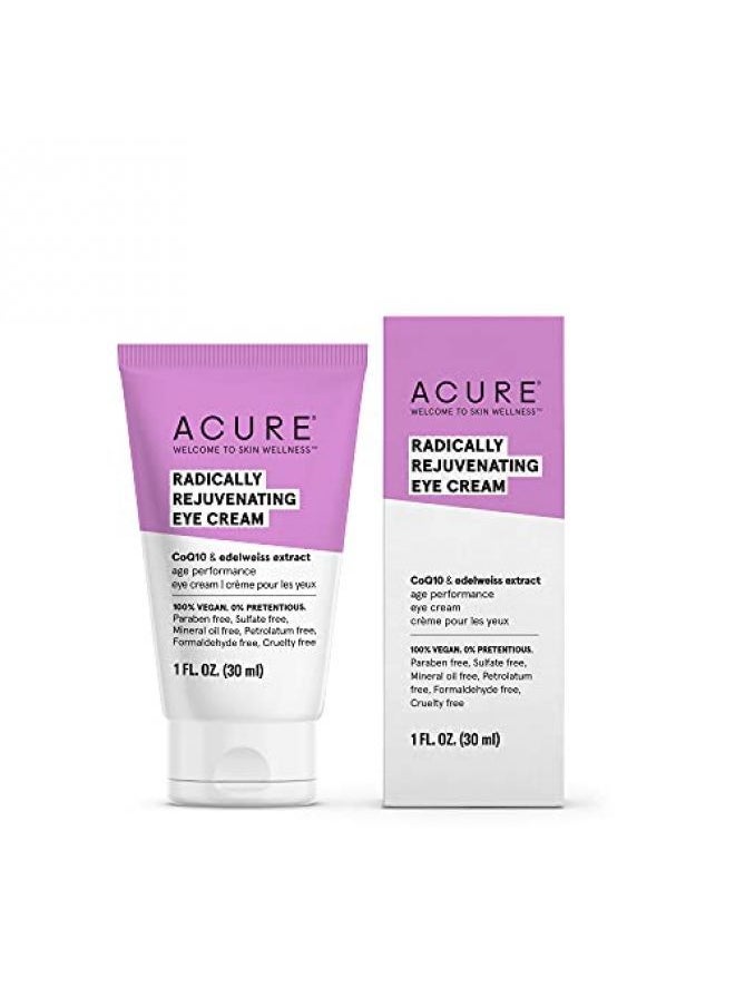 Acure - ACURE Radically Rejuvenating Eye Cream  100% Vegan  Provides AntiAging Support  Chlorella & Edelweiss Extract  Hydrates & Minimizes Fine Lines  Ivory 1 Fl Oz - Image 1